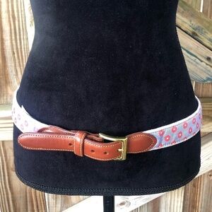 Collared Greens Ribbon & Woven Belt with Brown Leather Size 36